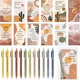 Positive Self Affirmation Card Set with Pens and Bags