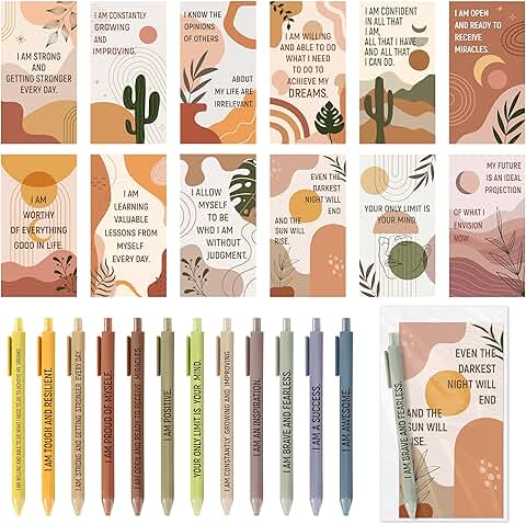 Positive Self Affirmation Card Set with Pens and Bags