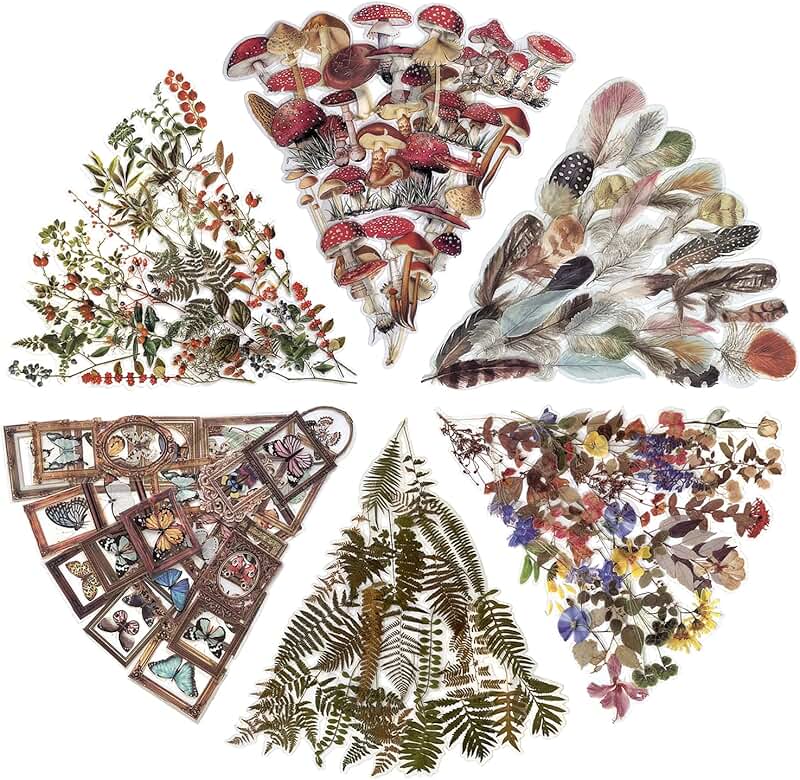 Waterproof Flower and Nature Stickers Set for Crafts