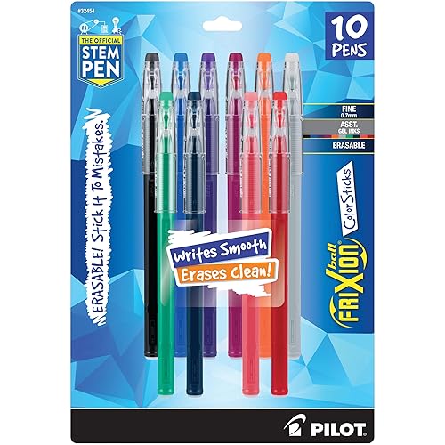 Erasable Gel Ink Pens, Fine Point, Assorted Colors, Pack of 10