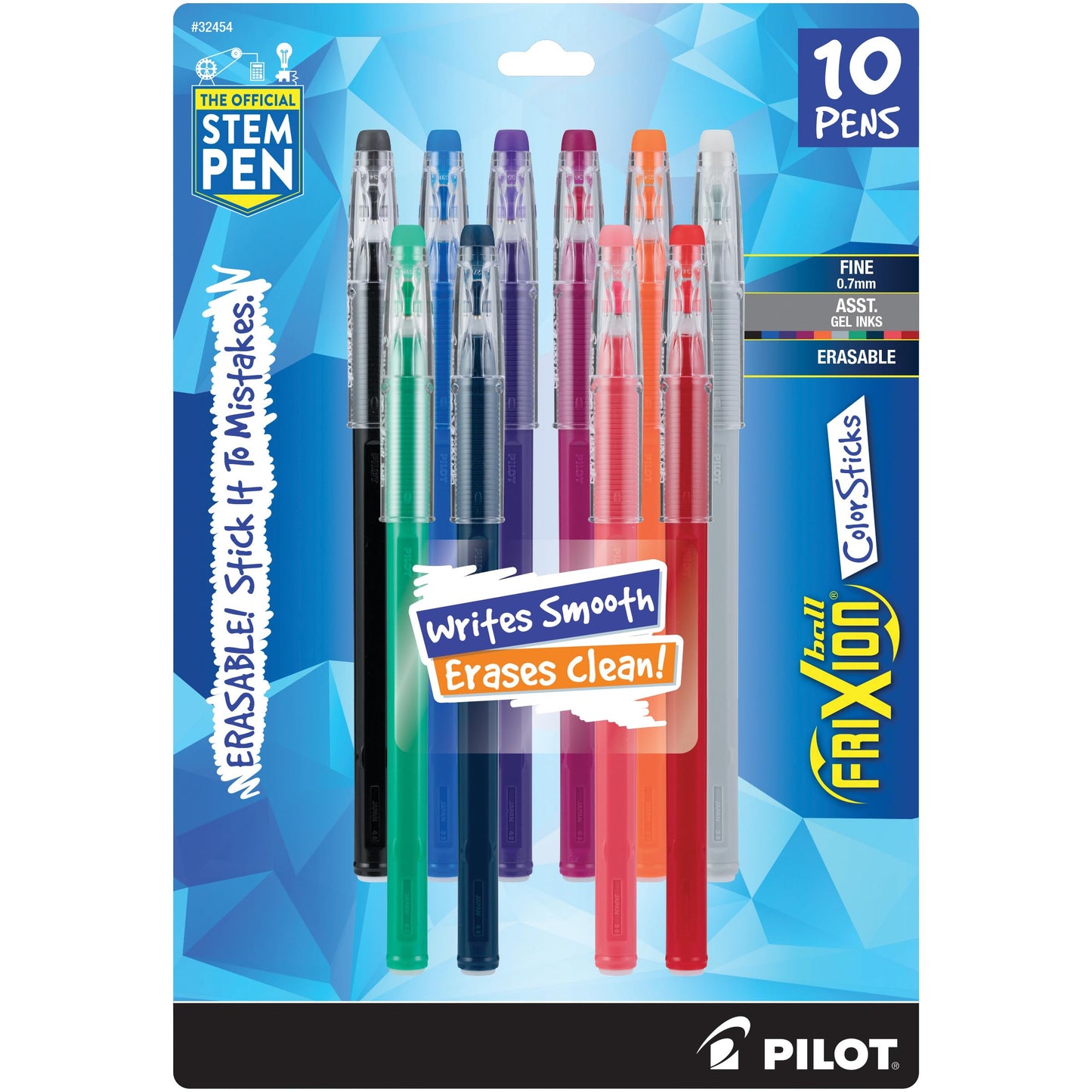 Erasable Gel Ink Pens, Fine Point, Assorted Colors, Pack of 10