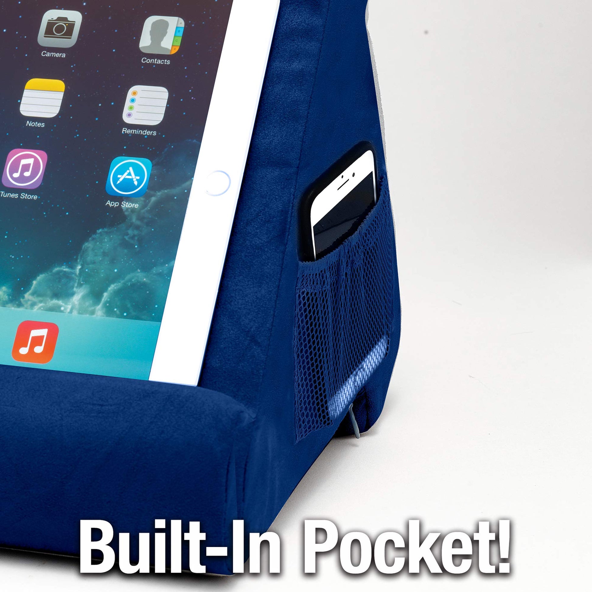 Pillow Pad Ultra Multi-Angle Soft Tablet Stand, Blue - Comfortable Angled Viewing for iPad, Tablets, Kindle, Smartphones, Books, Magazines, and More