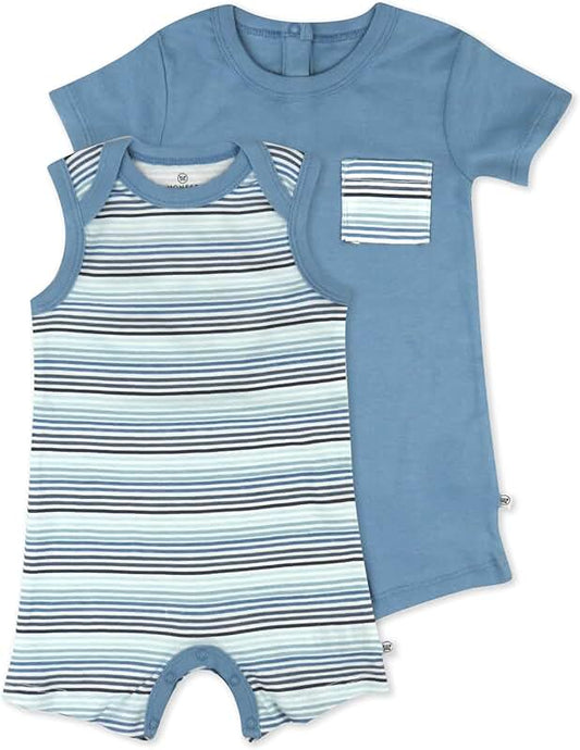 Organic Cotton Short Sleeve and Tank Romper for Baby and Toddler Boys