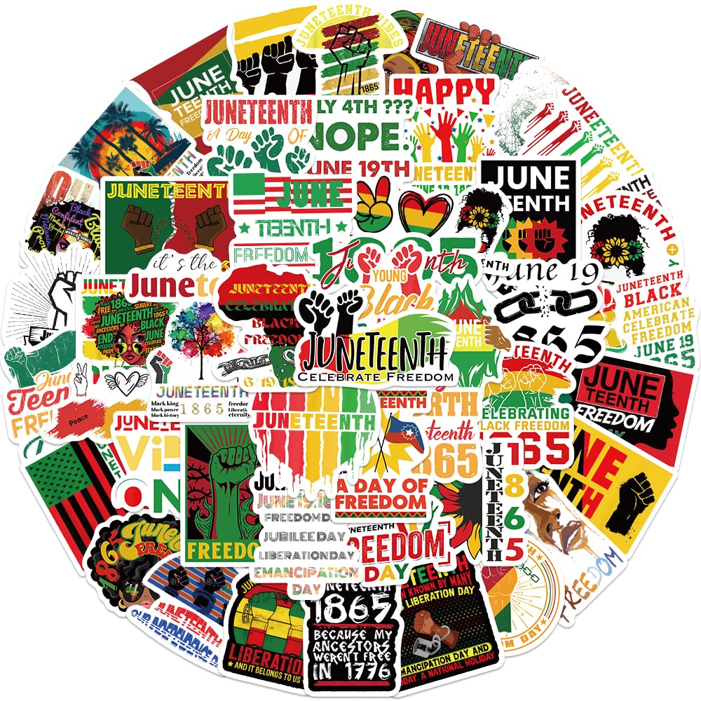 50 Juneteenth Decorations Stickers for Laptop and Water Bottles