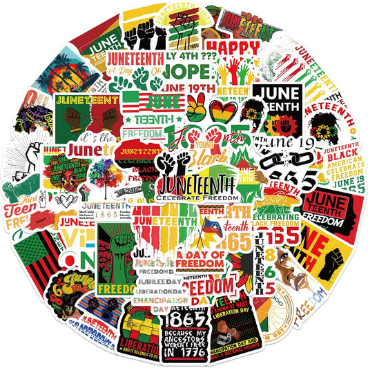 50 Juneteenth Decorations Stickers for Laptop and Water Bottles