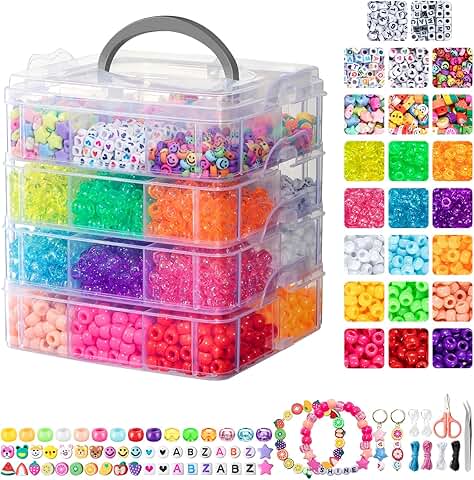 4800Pcs Pony Beads Kit for Bracelets and Crafts