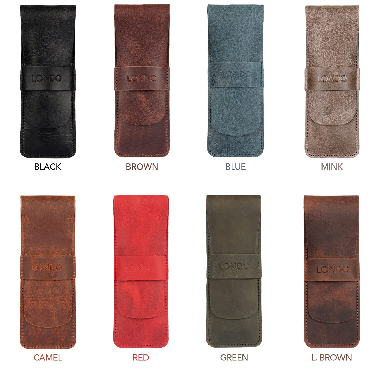 Leather Pen and Pencil Case with Tuck Flap