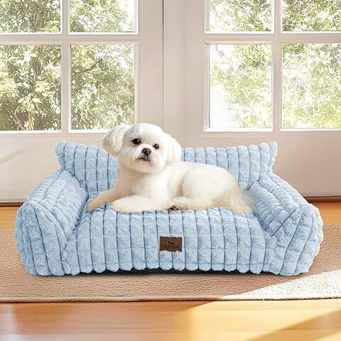 Cute Small Dog Couch Bed with Fluffy Faux Fur
