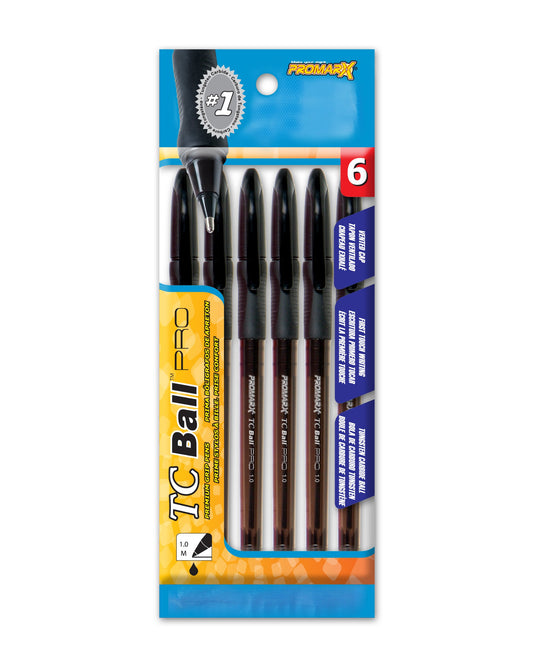Black Ink Ballpoint Pen Set, 6-Pack