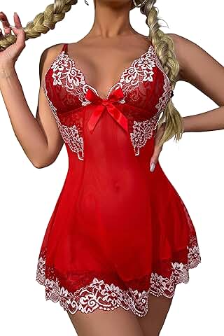 Sexy Lace V-Neck Babydoll with G-String