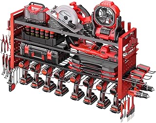 Heavy Duty Wall Mount Tool Organizer with Drill Holders