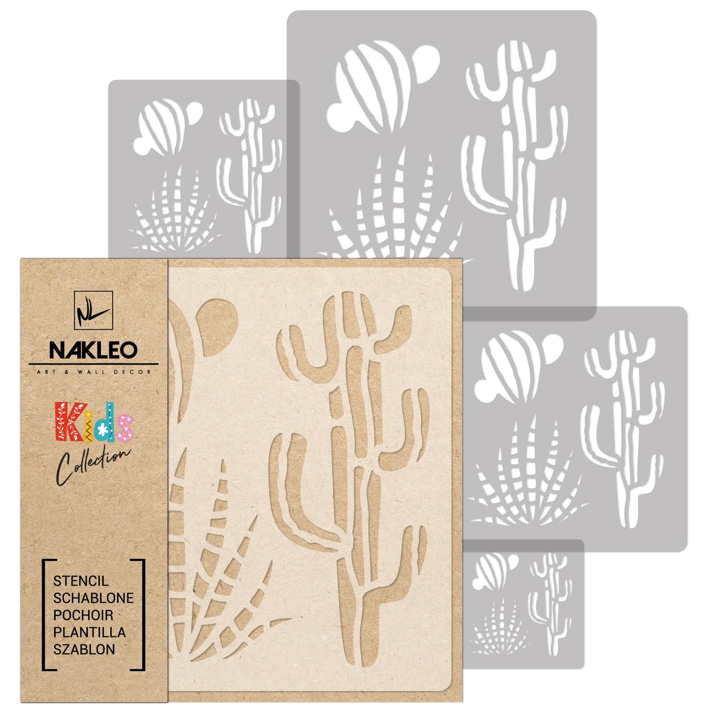 5 pcs Reusable Plastic Sheets Cactus Opuntia Pattern