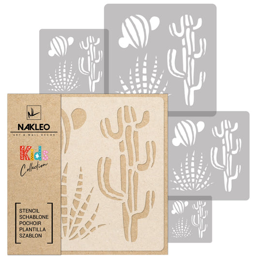 5 pcs Reusable Plastic Sheets Cactus Opuntia Pattern