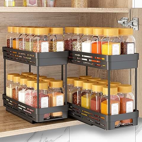 2-Pack Pull-Out Spice Rack Organizer for Cabinet