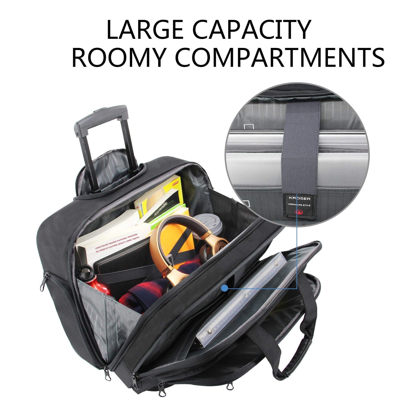 Rolling Laptop Bag for Men Women, Rolling Laptop Wheeled Briefcase for Business Fits Up to 17.3 Inch Laptop, Water-Repellent Wheeled Computer Bag Roller Case with RFID Pockets for Travel/School