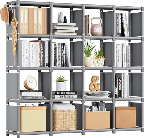 16-Cube Metal Book Shelf for Bedroom and Living Room