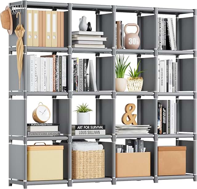 16-Cube Metal Book Shelf for Bedroom and Living Room