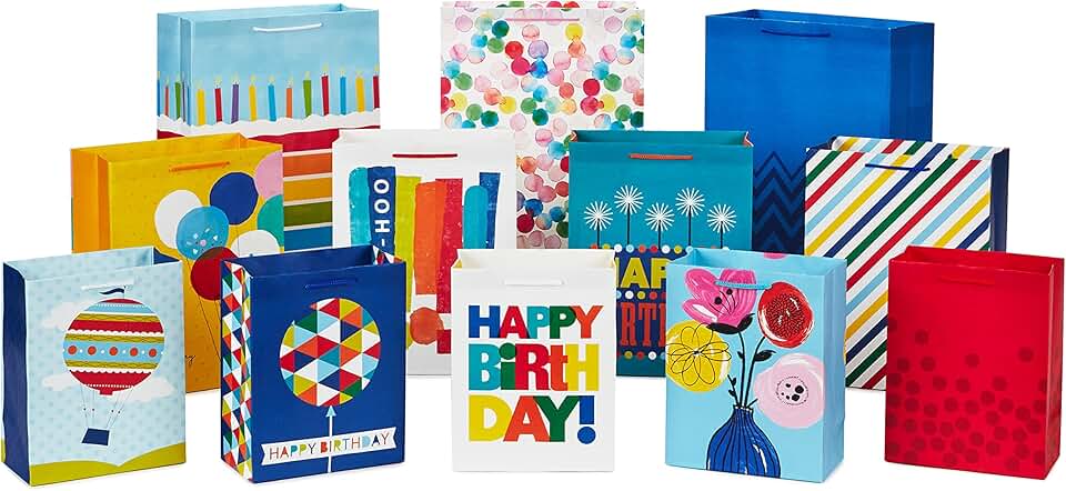 Assorted Gift Bags Pack of 12 for Special Occasions