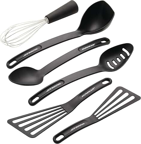 Six-piece black kitchen utensil set