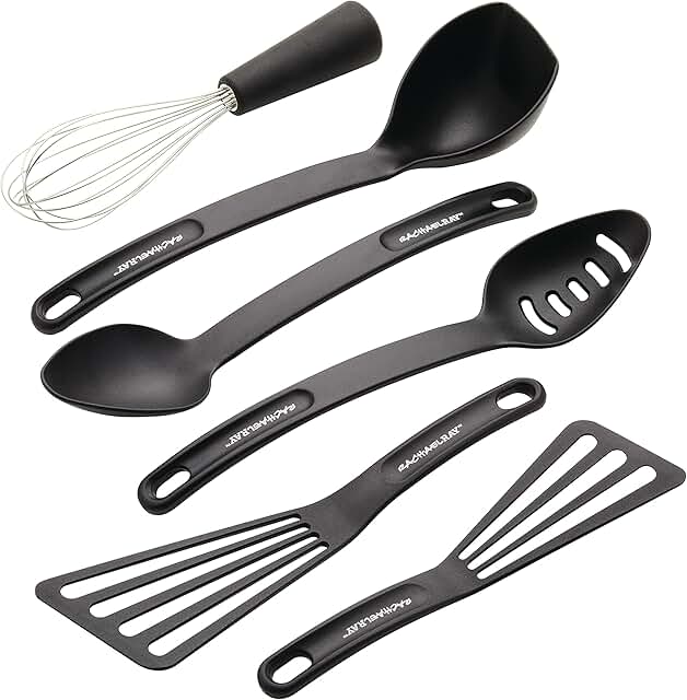 Six-piece black kitchen utensil set