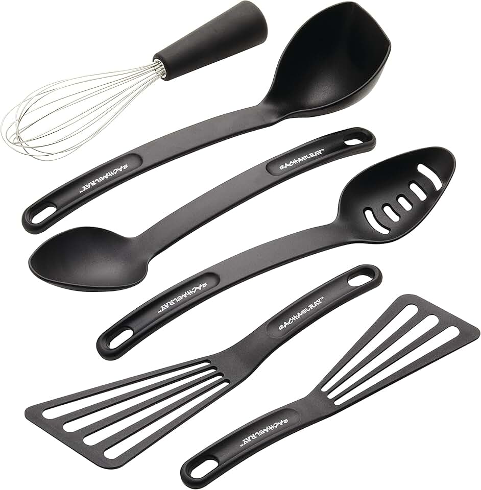 Six-piece black kitchen utensil set