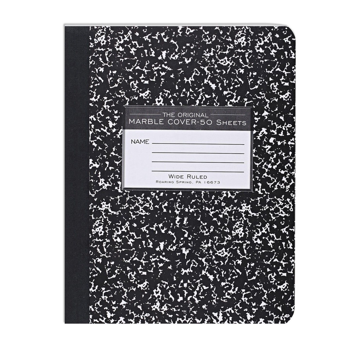 Black Marble Hard Cover Composition Notebook, 9.75" x 7.5"