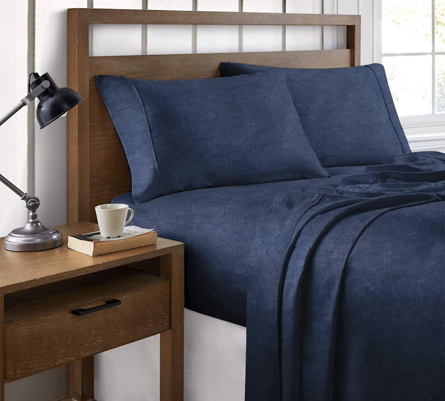 300TC Heather SS QN Navy