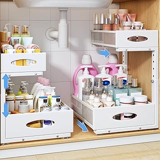 Two-Tier Under Sink Organizer with Sliding Drawers