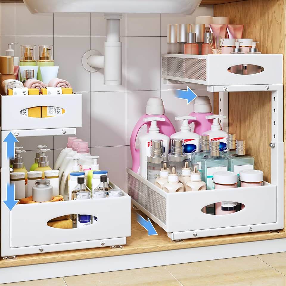 Two-Tier Under Sink Organizer with Sliding Drawers