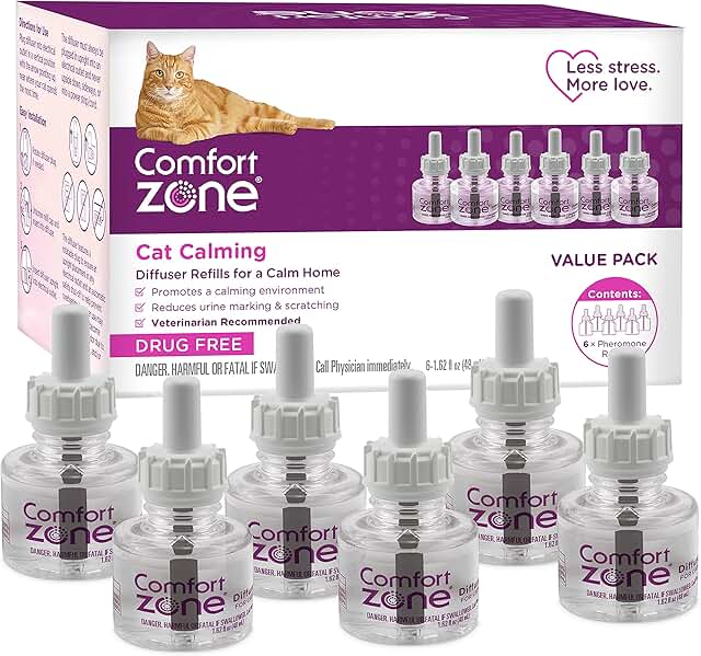 6 Pack Cat Calming Diffuser Refills for Anxiety