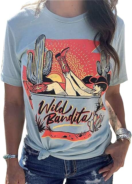 Wild West Cowgirl Short Sleeve Graphic Shirt