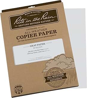 Weatherproof Gray Copier Paper, 8.5" x 11", 200 Sheets