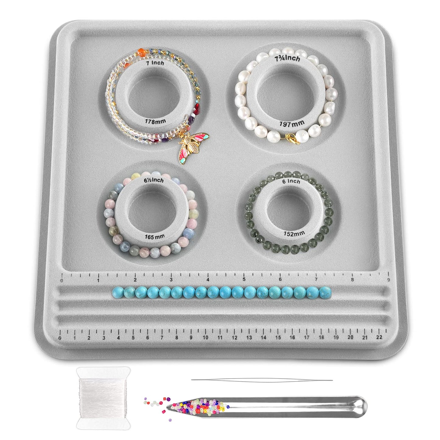 Jewelry Bead Board with Measurement and Storage Tools