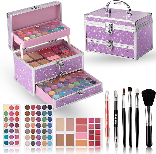 Teen Makeup Kit with Train Case in Purple