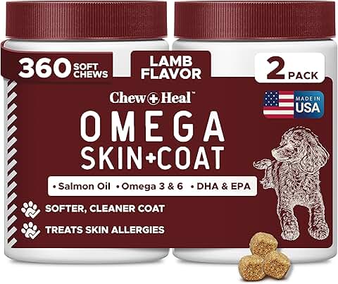 Dog Skin and Coat Soft Chew Omega Treats for Allergies