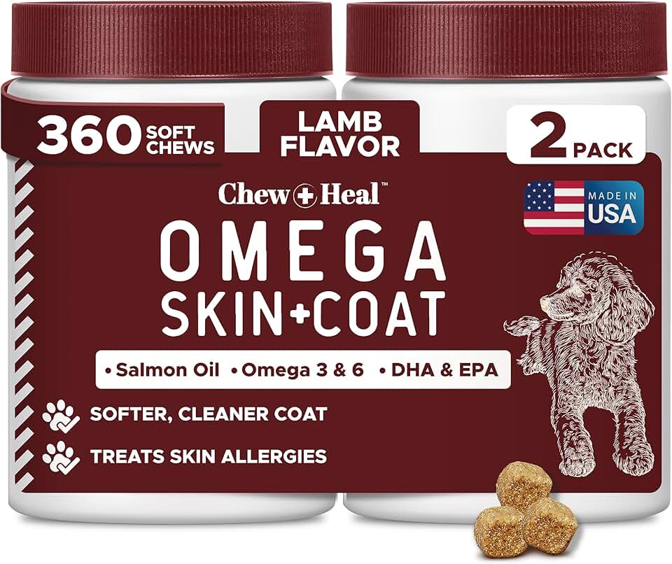 Dog Skin and Coat Soft Chew Omega Treats for Allergies