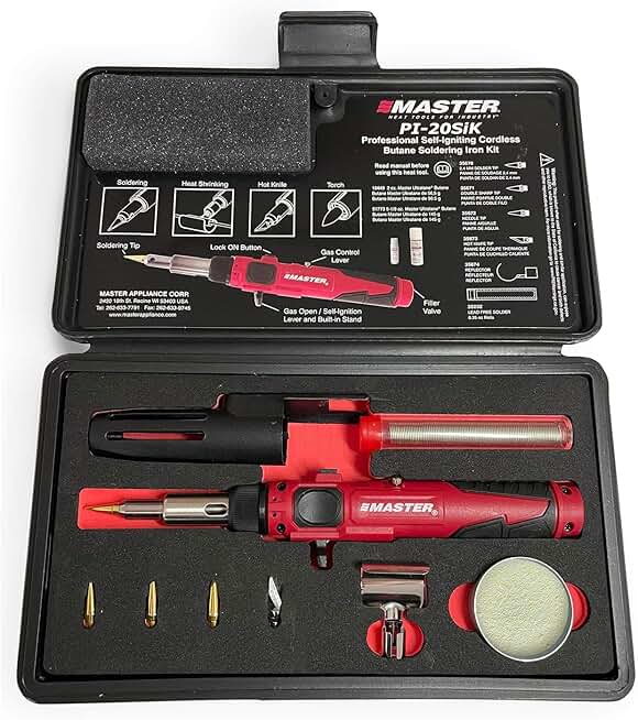 Cordless Butane Soldering Iron Kit with Adjustable Temp