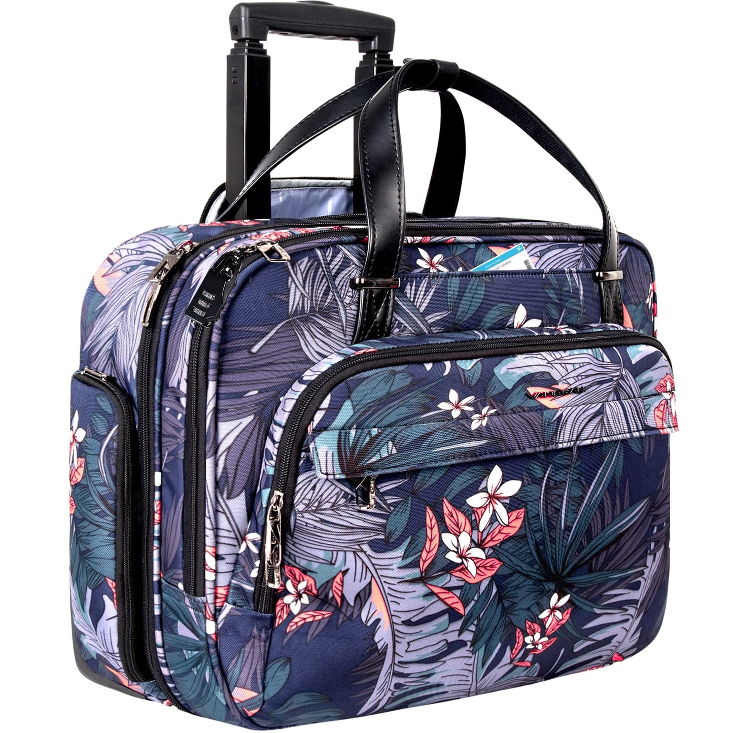 Rolling Laptop Bag Women with Wheels, Fits Up to 15.6 Inch LaptopWomen's Rolling CaseBriefcase Water-Repellent Overnight Rolling Computer Bags with RFID Pockets for Travel/Business/School