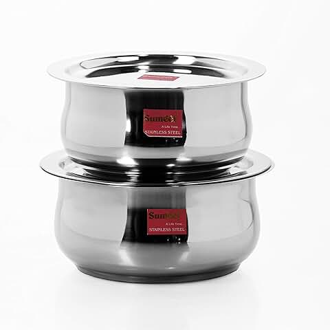 2-Piece Stainless Steel Cookware Set with Lids
