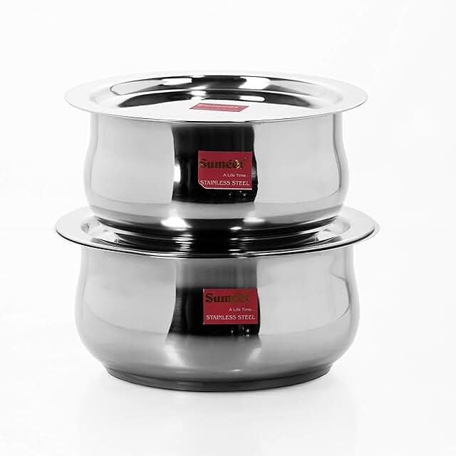 2-Piece Stainless Steel Cookware Set with Lids