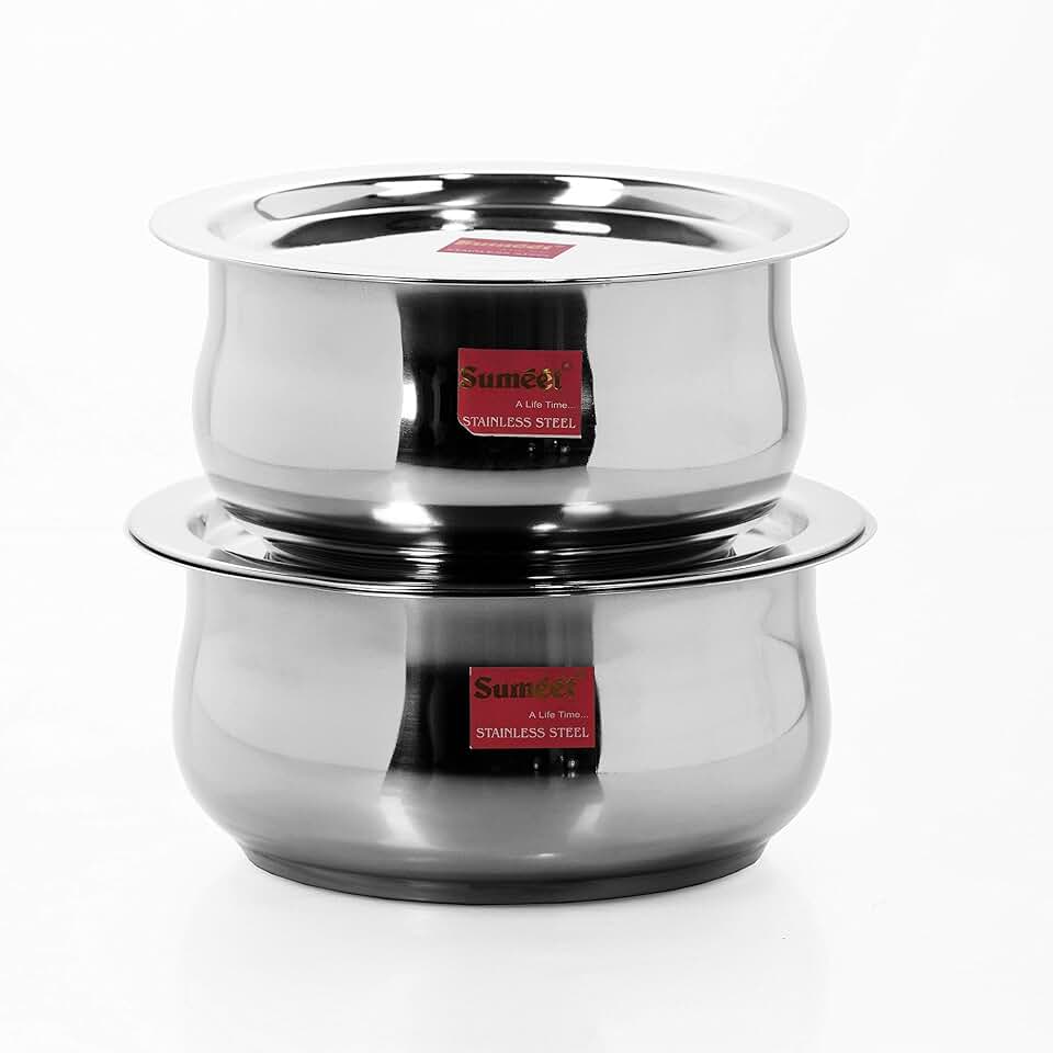 2-Piece Stainless Steel Cookware Set with Lids