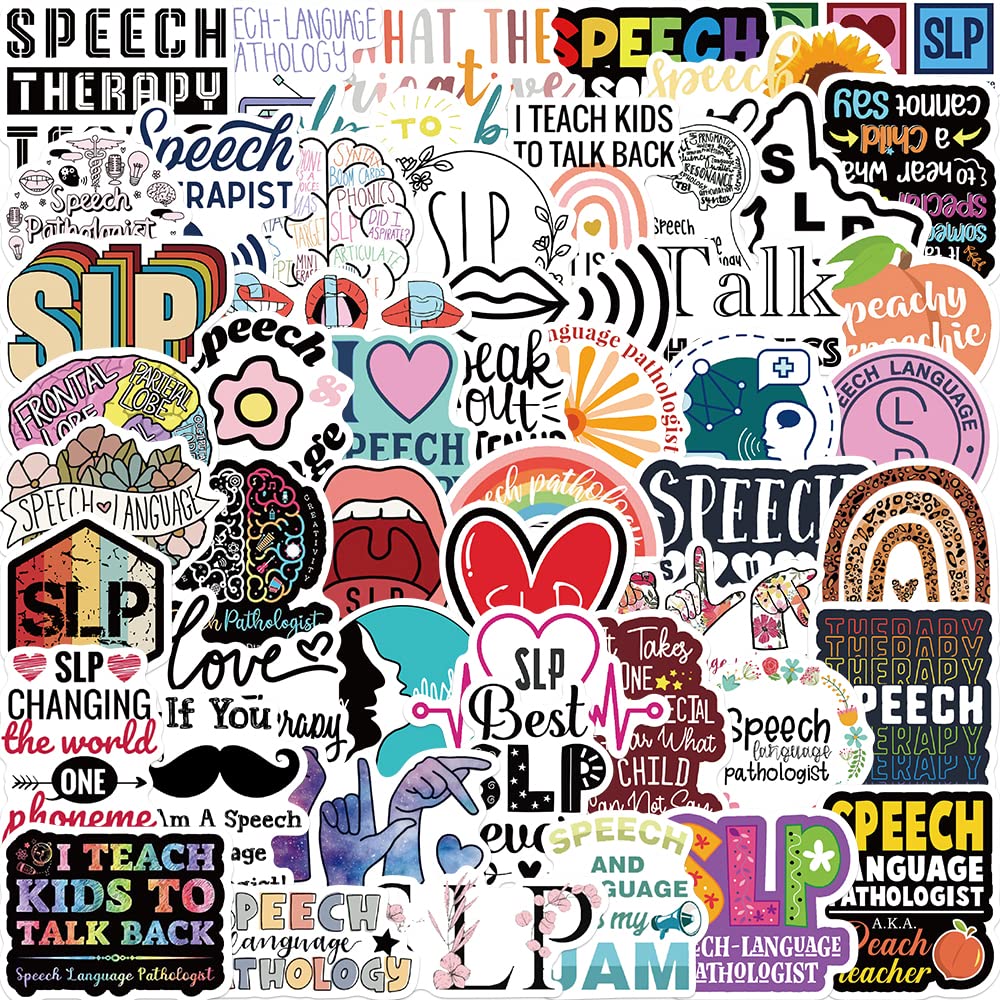 50 Speech Language Pathologist Stickers for Water Bottles and Laptops