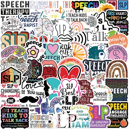 50 Speech Language Pathologist Stickers for Water Bottles and Laptops