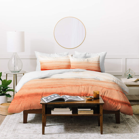 Monika Strigel Within The Tides Sunrise Duvet Set with Two Pillow Shams, Queen/Full, Orange