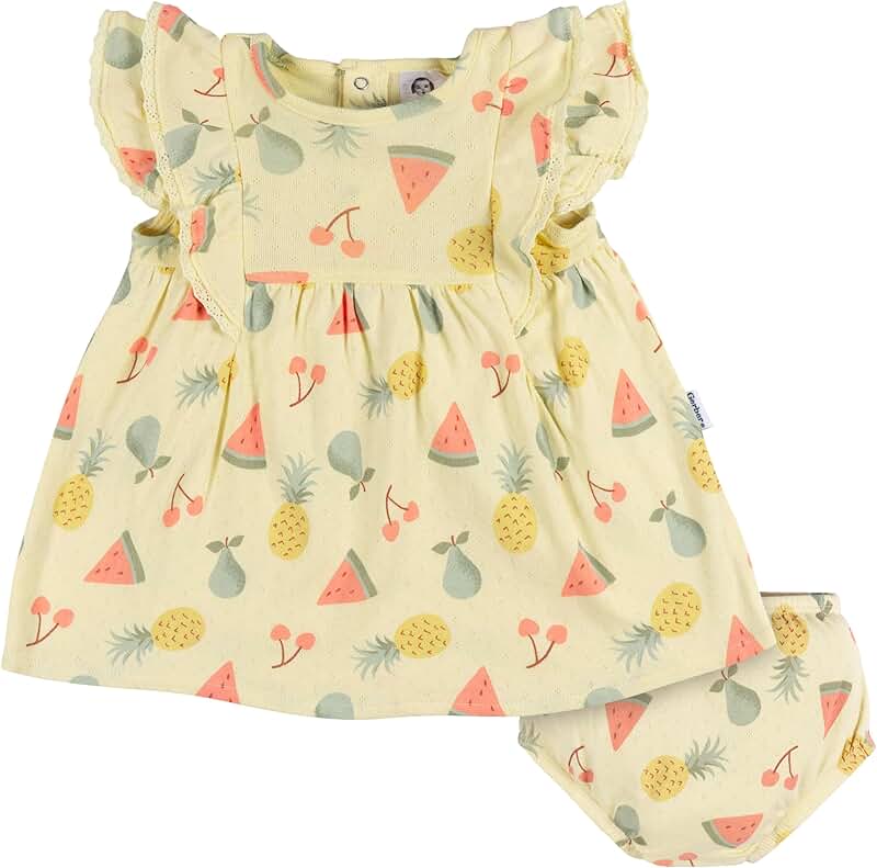Baby Girl Cotton Dress and Diaper Cover Set