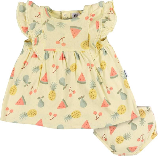 Baby Girl Cotton Dress and Diaper Cover Set