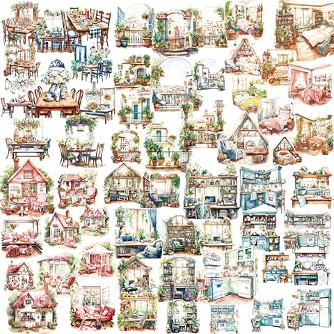 120 Vintage PET Sticker Set for Home and Garden Decor