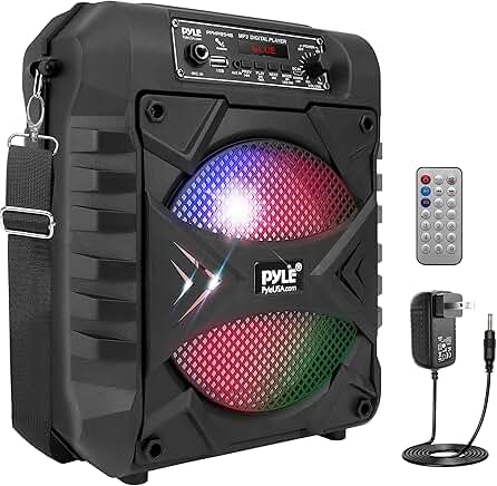 Portable Bluetooth PA Speaker with Subwoofer and Lights