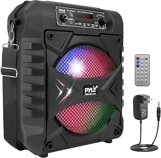 Portable Bluetooth PA Speaker with Subwoofer and Lights