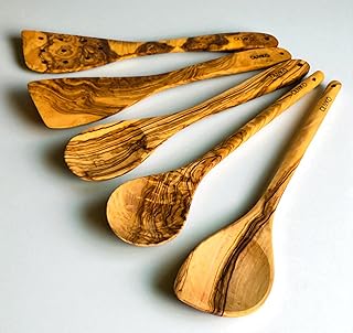 Handmade Olive Wood Spoon and Spatula Set for Cooking